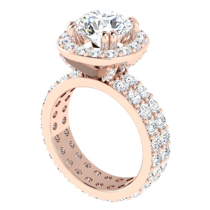 14K ROSE GOLD 12MM DOUBLE CUSHION HALO ENGAGEMENT RING